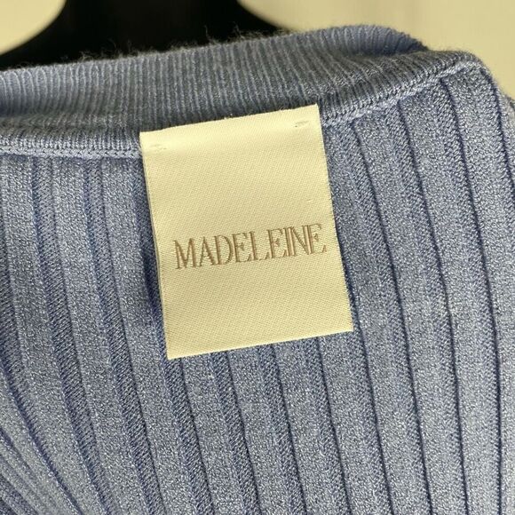 Medeleine Mode Periwinkle Silk Knit Ribbed Sweater - Women’s M/L - Picture 5 of 5